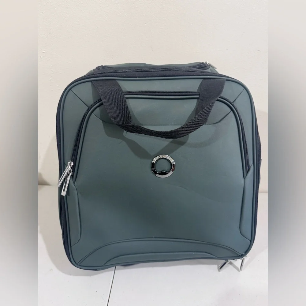 Delsey paris Rolling Carry-On Briefcase in Dark Green with Telescopic Handle